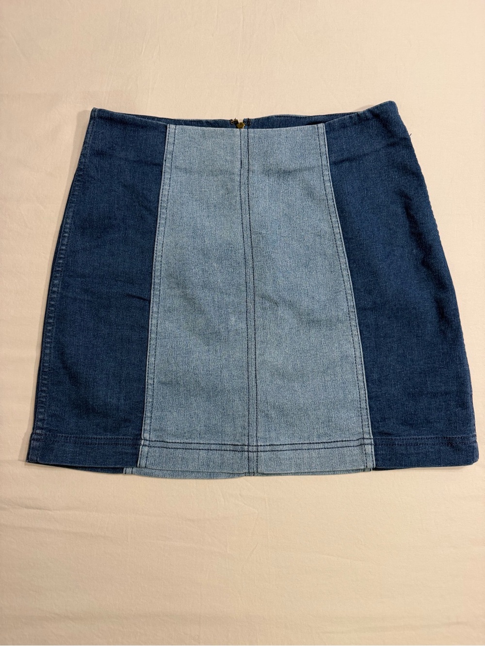 Free People Modern Femme Color Block Denim Mini Skirt 6 Blue